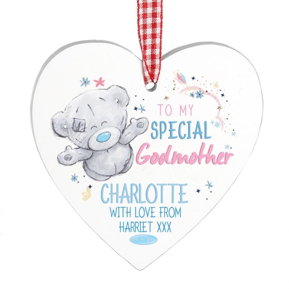 Personalised Me to You Godmother Wooden Heart Decoration Extra Image 1